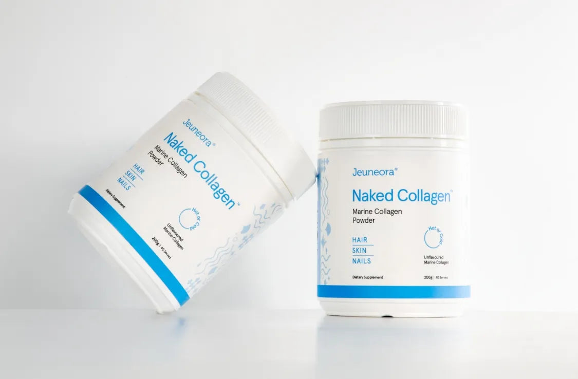 Two containers of Naked Collagen on a white background
